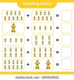 Count and match, count the number of Rocket and match with the right numbers. Educational children game, printable worksheet, vector illustration