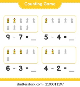 Count and match, count the number of Rocket and match with the right numbers. Educational children game, printable worksheet, vector illustration
