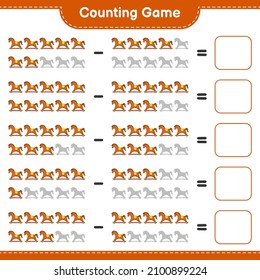 Count and match, count the number of Rocking Horse and match with the right numbers. Educational children game, printable worksheet, vector illustration