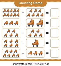 Count and match, count the number of Roller Skate and match with the right numbers. Educational children game, printable worksheet, vector illustration