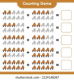 Count and match, count the number of Roller Skate and match with the right numbers. Educational children game, printable worksheet, vector illustration