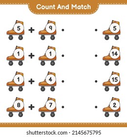 Count and match, count the number of Roller Skate and match with the right numbers. Educational children game, printable worksheet, vector illustration