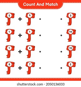 Count and match, count the number of Scarf and match with the right numbers. Educational children game, printable worksheet, vector illustration