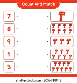 Count and match, count the number of Scarf and match with the right numbers. Educational children game, printable worksheet, vector illustration