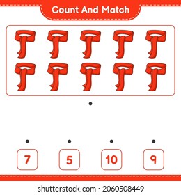 Count and match, count the number of Scarf and match with the right numbers. Educational children game, printable worksheet, vector illustration