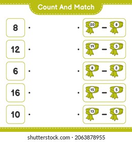 Count and match, count the number of Scarf and match with the right numbers. Educational children game, printable worksheet, vector illustration
