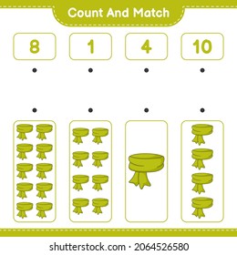 Count and match, count the number of Scarf and match with the right numbers. Educational children game, printable worksheet, vector illustration