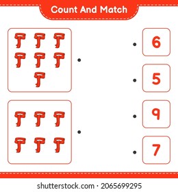 Count and match, count the number of Scarf and match with the right numbers. Educational children game, printable worksheet, vector illustration