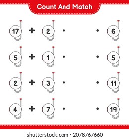 Count and match, count the number of Scuba Diving Mask and match with the right numbers. Educational children game, printable worksheet, vector illustration