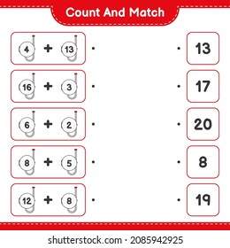 Count and match, count the number of Scuba Diving Mask and match with the right numbers. Educational children game, printable worksheet, vector illustration