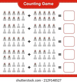 Count and match, count the number of Shuttlecock and match with the right numbers. Educational children game, printable worksheet, vector illustration