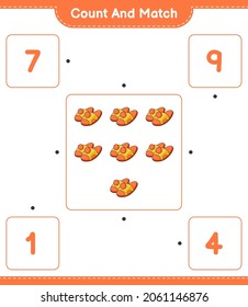 Count and match, count the number of Slippers and match with the right numbers. Educational children game, printable worksheet, vector illustration