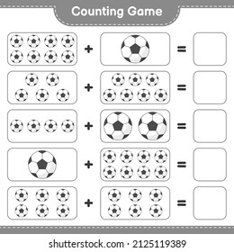 Count and match, count the number of Soccer Ball and match with the right numbers. Educational children game, printable worksheet, vector illustration