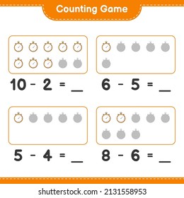 Contar y coincidir, contar el número de Stopwatch y coincidir con los números correctos. Juego infantil educativo, hoja de cálculo imprimible, ilustración vectorial