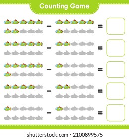 Count and match, count the number of Submarine and match with the right numbers. Educational children game, printable worksheet, vector illustration
