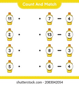 Count and match, count the number of Sunscreen and match with the right numbers. Educational children game, printable worksheet, vector illustration