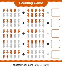 Count and match, count the number of Teddy Bear and match with the right numbers. Educational children game, printable worksheet, vector illustration