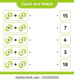 Count and match, count the number of Tennis Ball and match with the right numbers. Educational children game, printable worksheet, vector illustration