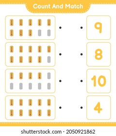 Count and match, count the number of Thermometer and match with the right numbers. Educational children game, printable worksheet, vector illustration