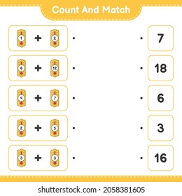 Count and match, count the number of Thermometer and match with the right numbers. Educational children game, printable worksheet, vector illustration