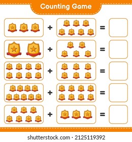 Count and match, count the number of Trophy and match with the right numbers. Educational children game, printable worksheet, vector illustration