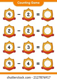 Count and match, count the number of Trophy and match with the right numbers. Educational children game, printable worksheet, vector illustration