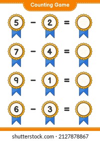 Count and match, count the number of Trophy and match with the right numbers. Educational children game, printable worksheet, vector illustration