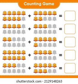 Count and match, count the number of Trophy and match with the right numbers. Educational children game, printable worksheet, vector illustration