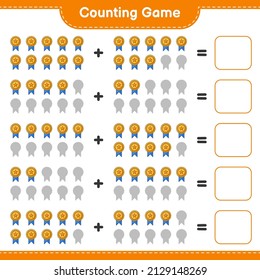 Count and match, count the number of Trophy and match with the right numbers. Educational children game, printable worksheet, vector illustration