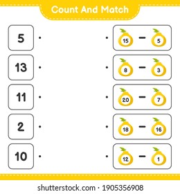 Count and match, count the number of Ugli and match with right numbers. Educational children game, printable worksheet, vector illustration