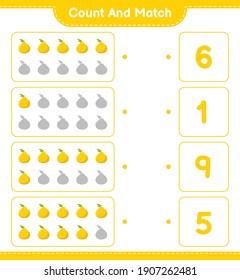 Count and match, count the number of Ugli and match with right numbers. Educational children game, printable worksheet, vector illustration