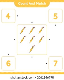 Count and match, count the number of Umbrella and match with the right numbers. Educational children game, printable worksheet, vector illustration