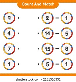 Count and match, count the number of Volleyball and match with the right numbers. Educational children game, printable worksheet, vector illustration