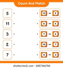 Count and match, count the number of Wallet and match with the right numbers. Educational children game, printable worksheet, vector illustration