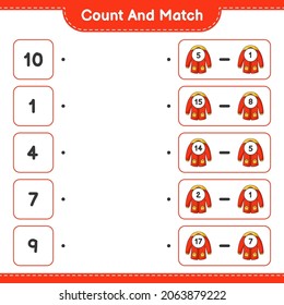 Count and match, count the number of Warm Clothes and match with the right numbers. Educational children game, printable worksheet, vector illustration