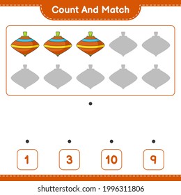 Count and match, count the number of Whirligig Toy and match with the right numbers. Educational children game, printable worksheet, vector illustration