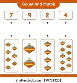 Count and match, count the number of Whirligig Toy and match with the right numbers. Educational children game, printable worksheet, vector illustration