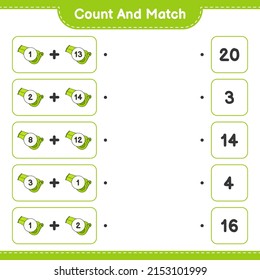Count and match, count the number of Whistle and match with the right numbers. Educational children game, printable worksheet, vector illustration