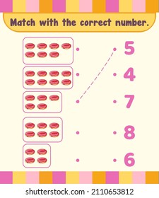 Count and match numbers math worksheet template illustration
