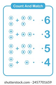 Count and match object ball for kids and preschool - Education worksheet