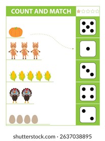 Count and match objects with farm animal. Numbers 1-5.