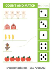Count and match objects with sheep. Numbers 1-5.