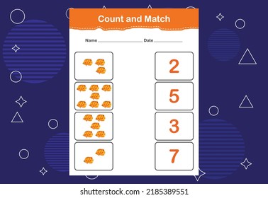 Contar y coincidir con el número correcto. Juego educativo de juego. Cuente cuántos elementos y elija el número correcto