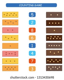 Count and match - worksheet for kids. Educational and mathematical game for kindergarten and preschool. 