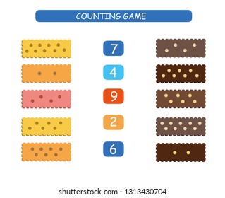 Count and match - worksheet for kids. Educational and mathematical game for kindergarten and preschool. 