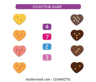 Count and match - worksheet for kids. Educational and mathematical game for kindergarten and preschool. 