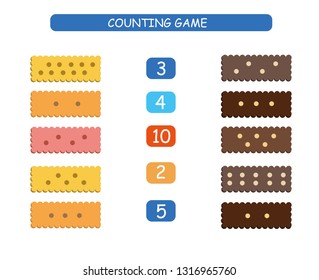 Count and match - worksheet for kids. Educational and mathematical game for kindergarten and preschool. 