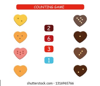Count and match - worksheet for kids. Educational and mathematical game for kindergarten and preschool. 
