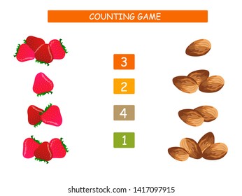 Count and match - worksheet for kids. Educational and mathematical game for kindergarten and preschool.