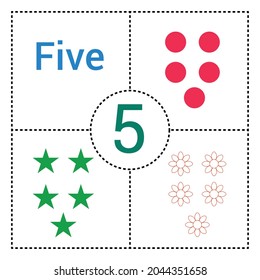 count number five flashcard for kids